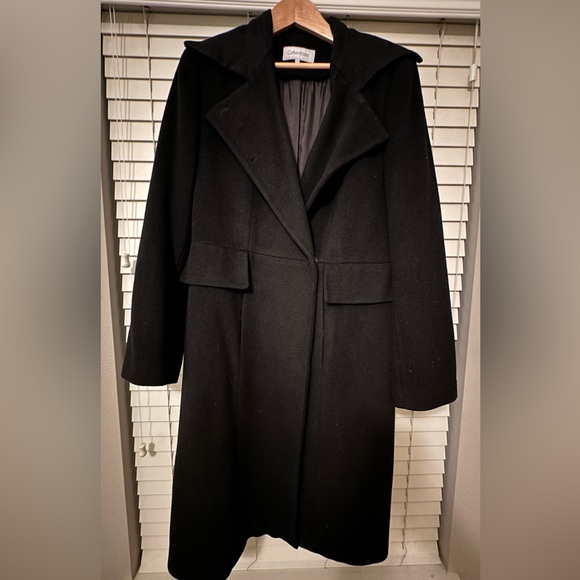 Black wool/poly blend coat - Picture 1 of 4